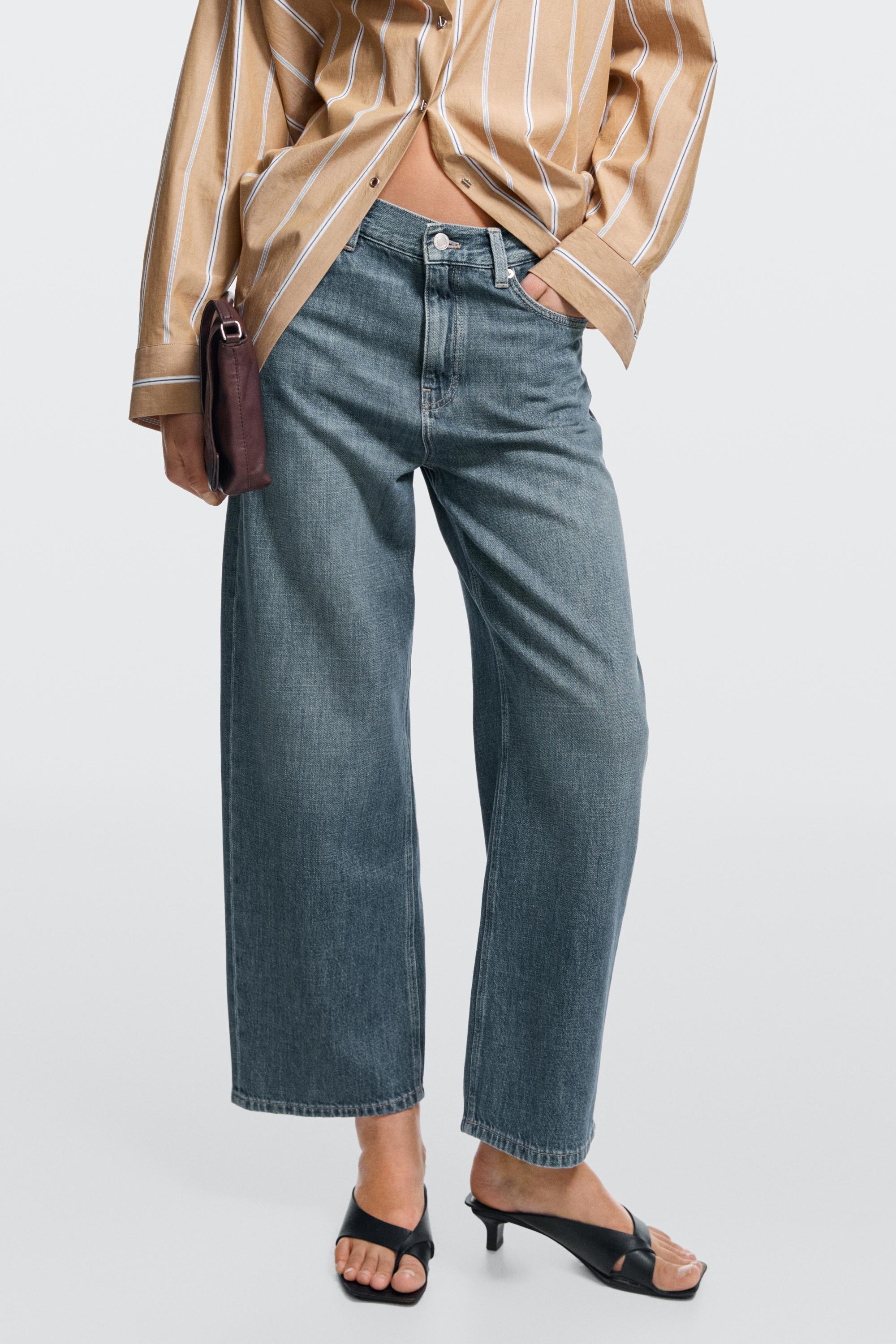 Jean wide leg cropped taille moyenne